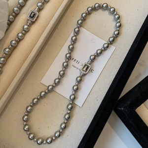 CAFFTI | Luxurious Niche High-End Pearl Gray Necklace