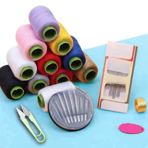 ชุดอุปกรณ์เย็บแบบทนทานพร้อมเส้นไหมขนาดกลางและใหญ่ สีดำและขาว อุปกรณ์เย็บแบบมือทำ อุปกรณ์เย็บสำหรับบ้าน