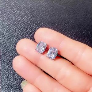 Huitan Simple Cubic Zirconia Stud Earrings for Women Silver Color Fashion Versatile Ear Piercing Crystal Earrings Female Jewelry