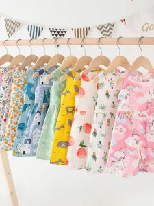 Childrens Cotton Silk Dress Princess Skirt Summer Casual Style Floral Pattern for Girls of Different Ages from 6 Months to 12 Years