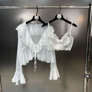 ชุดเสื้อเชิ้ตแขนยาวคอปกจีบลายจุดพร้อมเสื้อกั๊กผู้หญิง ชุดสองชิ้นสไตล์แฟชั่นฤดูร้อน 2025 ชุดทำงานผ้าโพลีเอสเตอร์