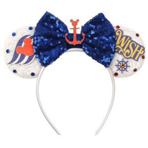 Disney Mickey Mouse Ears 25th Anniversary Commemoration Mickey Mouse Ears Magic Cruise Sparkle Bow DIY Headwear ผู้ใหญ่ Hairbands