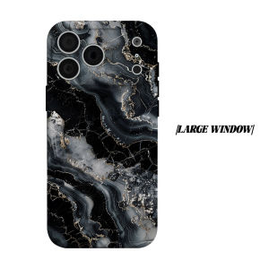 Black Grey Gold Agate Marble Phone Case for iPhone 18 17 16 15 14 13 12 11 Air Pro Max Plus Double-layer Cover