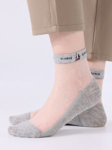 Mens Thin Pure ผ้าฝ้าย Glass ผ้าไหม ถุงเท้าถึงกลางน่อง ถุงเท้า กันลื่น Moisture Wicking โปร่งแสง Crystal Mens Socks ฤดูใบไม้ผลิ ฤดูร้อน Essential