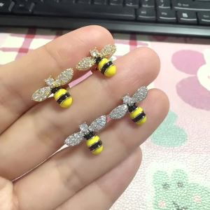 Huitan Funny Honey Bee Earrings Ear Stud for Women Dainty Yellow Bee Earrings Exquisite Accessories Gift Fashion Jewelry
