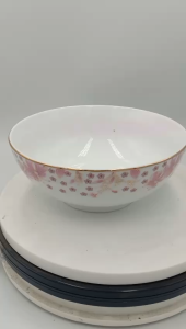 Tô Canh Sứ Long Phương Hoa Đào Viền Vàng Đường Kính 18 cm Cao Cấp