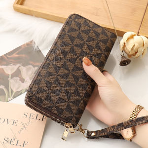 BAORUIFU | Large Capacity Triangular Print Dual Zipper Long Wallet With Card Holder And Coin Pocket