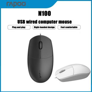 Rapoo N100 Wired Optical Mouse 1600 DPI USB Mouse Notebook Desktop Mouse Durable Business Office Mouse