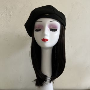 Woolen Octagonal Bud Hat Womens Mid-Length Lockbone Hair Autumn Winter Painter Cap Fashionable Versatile Natural Style