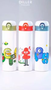 (พร้อมส่งจากไทย) Diller Thermo Flask 480ml (MLH9103) ขวดน้ำเด็ก ขวดน้ำเก็บความเย็น สแตนเลส 316 ฝากดแบบยกดื่มพร้อมล็อก