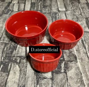 Mangkok Bulat Warna Keramik Tebal Unik Mangkok Porselen 3pcs