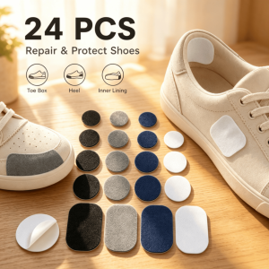 24Pcs Self Adhesive Shoe Repair Patches 3 Sizes 4 Colors Fabric Shoe Hole Fix Patch for Sneaker Heel Liner Toe Box
