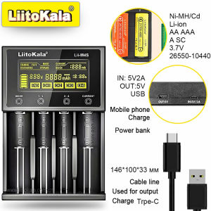 LiitoKala Lii-M4S +U1 18650 Smart Charger LCD Display for 26650 21700 32650 18500 20700 21700 16340 CR123A AA AAA battery