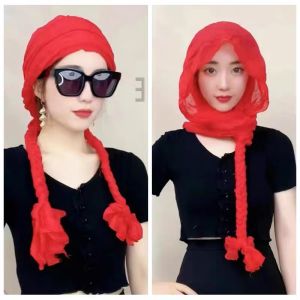 Mũ Thắt Nút Thắt Tóc Bằng Vải Lanh Cotton Mùa Thu Khăn Quàng Cổ Thủ Công Khăn Quàng Cổ Dài Đa Năng Mũ Chống Gió Ấm Áp