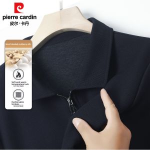 Pierre Cardin | Áo khoác len nam Pierre Cardin – cardigan dệt kim pha tơ tằm màu trơn cao cấp phong cách công sở