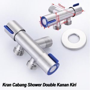Kran Stainless Stop Kran Kamar Mandi Cabang Kanan Kiri Kran Shower Double Modern