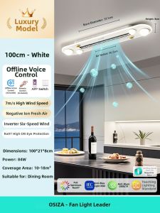 OSIZA | Modern Minimalist Leafless Invisible Linear Dining Room Ceiling Fan Light