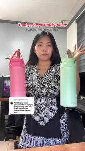 yootree Double Layer Breast Milk Cooler Cup Fresh-Keeping 24H Cooling Ice Free Breastmilk Chiller with 2PCS 300ml Breast Milk Storage Bottles Portable Travel Cooler