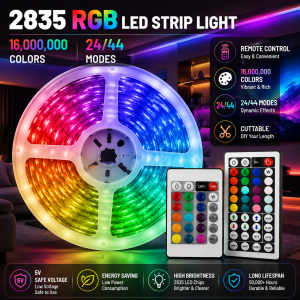 RGB LED Light Strip 2835 USB Control 44 Keys Colorful Lighting Tape Lamp for Room Wall TV Backlight Home Festival Decoration