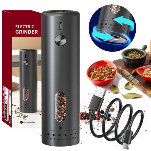 cliton | 1PC/2PCS USB Rechargeable Automatic Pepper Grinder Set Salt And Pepper Mill Adjustable Coarseness Spice Grinder for Kitchen