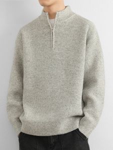 ROMON | Lomond Thickened Half Zipper Stand Collar Sweater Winter New Style Warm Inner Wear Men Knitted Sweater High End Feeling Trendy