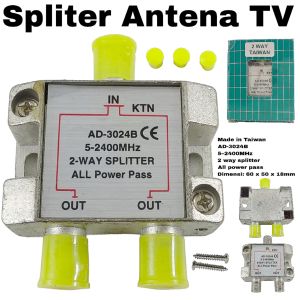Spliter Antena TV 2 Way CATV Taiwan 2400MHz 2way Splitter