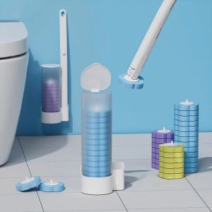 1Set Disposable Toilet Brush  Disposable Toilet Brush Heads Refill Replacement No Dead Corners Bathroom Cleaning Brush