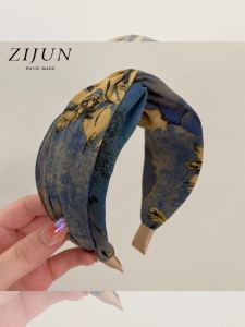 Chinese Style Orchid Print Wide Edge Hair Hoop