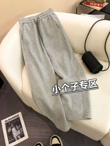 European Goods Small Gray Straight-leg Casual Track Sweatpants Womens Cropped Autumn Clothing High Waist Drooping Narrow Version Loose Pants XS