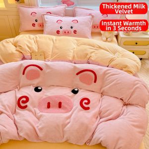 YAOKANG | Thick Warm Flannel Bedding 4 Piece Set