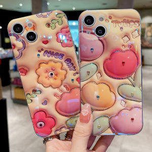 เคสโทรศัพท์ Samsung S23 Fe S23+ S23 S22 S21 Ultra S22+ S21+ S21 Fe กระชับแฟชั่น 3D ดอกทิวลิปดอกไม้ Blu-Ray รินส์สโตฟิลามิเนชั่น การออกแบบ Rhinestones ปลอกซิลิโคนอ่อนนู่เคส Galaxy S23fe