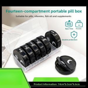 14-grid Color Grid Medicine Box Seven Days A Week Pill Storage Box Portable Plastic Sub-packaging Box