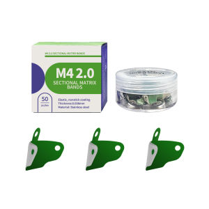 แผ่นแมทริกซ์แบบแบ่งส่วนสำหรับงานทันตกรรม 50 ชิ้น รุ่น M4 2.0 เคลือบสารกันติด ยืดหยุ่น ทำจากสแตนเลส สำหรับงานบูรณะฟันชั้นที่ Ⅱ สำหรับทันตแพทย์