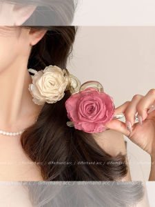 Dry Rose Hair Clip Womens Elegant New 2024 Shark Tail Hair Clip Half Updo Flower Headwear Korean Style Fresh out Fashion Jewelry