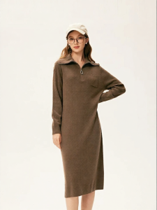 SEIFINI | Zip Collar French Style Lazy Long Dress