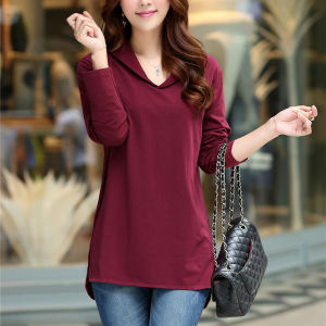 Plus Size Ladies Plus Size T-Shirt Western Style Autumn Women Clothing Long Sleeves Belly Covering Mid Length Long Length Loose Slimming Cotton 100.00kg Bottoming Shirt