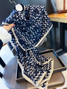 Spring and Summer Scarf Womens Korean-Style Artsy Cotton and Linen Texture Ruched Long Shawl Sunscreen Scarf Air Conditioning Windproof Lightweight Gauze Kerchief