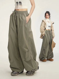 Womens High Waist Wide Leg Casual Pants Elastic Street Style Workwear Trousers Comfortable Long Pants Summer Fashion