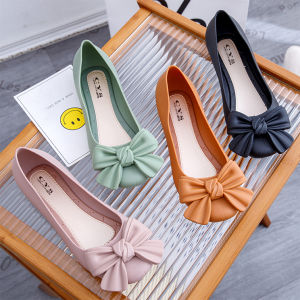 Sendal Selop Wanita Jelly Flat Shoes Motif Pita Viral Woman Slip On Cewek Fashion BISA COD SPT-80