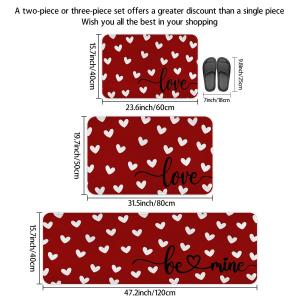 Valentines Day Kitchen Carpet Set Kitchen runner rug featuring small hearts and love patterned floor mat