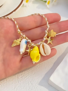 Kalung Musim Panas - Desain Bohemian dengan Kerang & Ikan Kecil