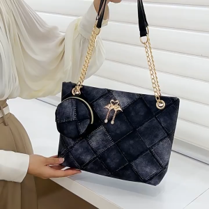 DSAA หนังพียู กระเป๋าโท้ท ขนมเปียกปูน ง่ายๆ กระเป๋าสะพายไหล่สายโซ่ มีสไตล์ พร้อมกระเป๋าใส่เหรียญ กระเป๋าถือแบบถือ สำหรับผู้หญิงผู้หญิง