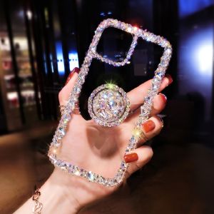 Luxury Diamond Embedded Silicone Phone Case for Apple 17ProMax Full Cover Glittering Womens Fashion Protective Shell