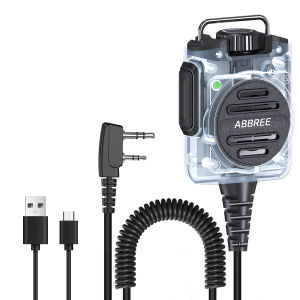 ABBREE | ABBREE AR-158 Rechargeable Microphone Speaker Mic Adjustable Volume Compatible With Baofeng UV-5R Mini UV-21 PRO UV-32 Ham Radio