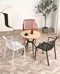 WFURNITURE Outdoor Table Outdoor Chair /Garden Coffee Table Balcony/ Indoor PP round Table PP Chair/Waterproof Meja Kopi