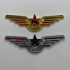 Logo Miếng dán xe hợp kim hình ngôi sao - đôi cánh Thiên Thần 10.8cm x 5cm