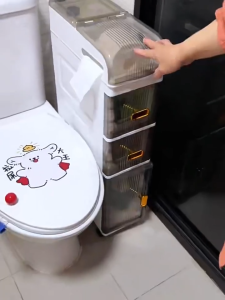 JOVNO Slim Gap Storage Cabinet with Wheels - Ultra Thin Rolling Organizer for Kitchen Bathroom Space Saving Shelf