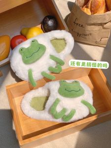 Cute Couple Cotton Slippers Indoor Warmth Back Heel Womens Mens Student Winter Home Comfortable Plush Shoes Low Heel