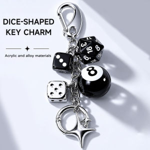 Acrylic Dice Keychain Lucky 8 Ball Key Ring Bag Charm Pendant Black 8 Ball Spade A Gift Accessory⚡PH deliveryIn stock⚡