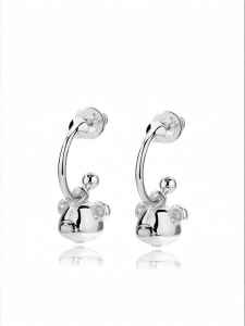 KKLUE | Minimalist S925 Silver Zirconia Bear Stud Earrings